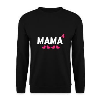 Mama hoch Vier 4 Kinder - Unisex Pullover - Schwarz - Vorne - Alina (178cm) & Michal (187cm)