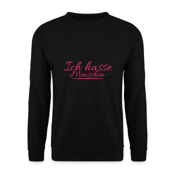 Ich hasse Menschen - Unisex Pullover - Schwarz - Vorne - Alina (178cm) & Michal (187cm)