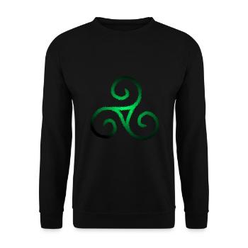 Keltisches Symbol Triskele Dreierspirale - Unisex Pullover - Schwarz - Vorne - Alina (178cm) & Michal (187cm)