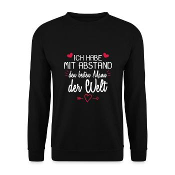 Ich habe mit Abstand den besten Mann der Welt - Unisex Pullover - Schwarz - Vorne - Alina (178cm) & Michal (187cm)
