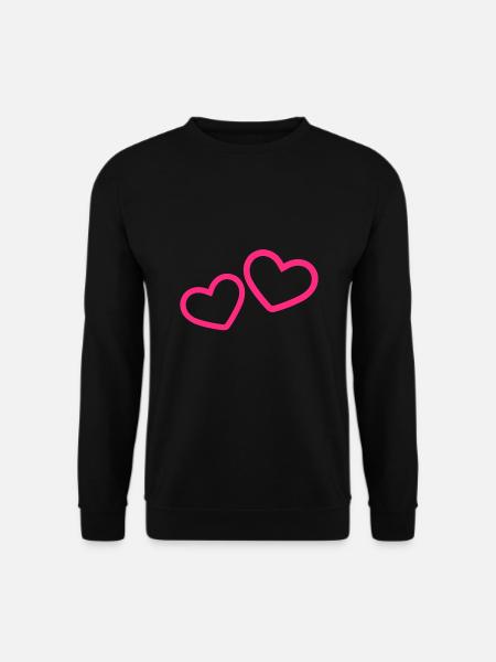 Two Hearts Heart Pink - Unisex Sweatshirt - black