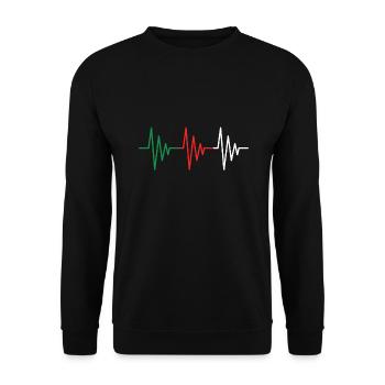 Algerien Herzschlag EKG Flagge Fahne - Unisex Pullover - Schwarz - Vorne - Alina (178cm) & Michal (187cm)