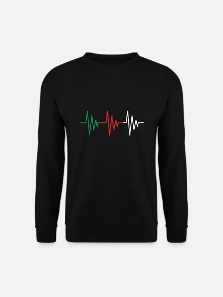 Algérie Battement de coeur ECG drapeau drapeau - Sweat-shirt Unisexe - noir