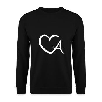 Herz Buchstabe A - Unisex Pullover - Schwarz - Vorne - Alina (178cm) & Michal (187cm)