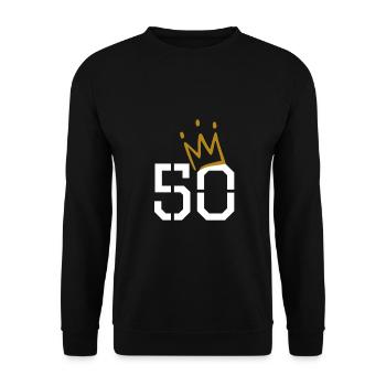 50 Krone 50. Geburtstag - Unisex Pullover - Schwarz - Vorne - Alina (178cm) & Michal (187cm)