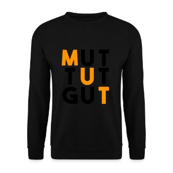 MUT TUT GUT - Unisex Pullover - Schwarz - Vorne - Alina (178cm) & Michal (187cm)