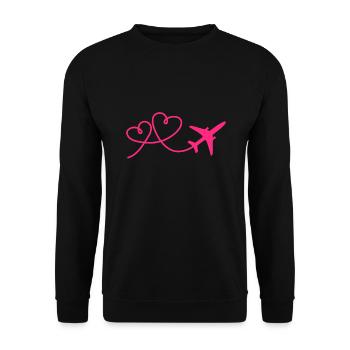 Airplane aviator with heart pink - Unisex Sweatshirt - black - Front - Alina (178cm) & Michal (187cm)