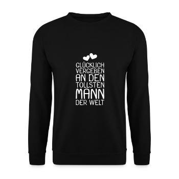 Glücklich vergeben - Unisex Pullover - Schwarz - Vorne - Alina (178cm) & Michal (187cm)