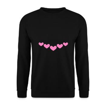 Herz Ornament Linie Symbol Rosa - Unisex Pullover - Schwarz - Vorne - Alina (178cm) & Michal (187cm)