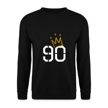 90. Geburtstag 90 Krone Oma Opa Geschenk - Unisex Pullover - Schwarz - Vorne - Alina (178cm) & Michal (187cm)
