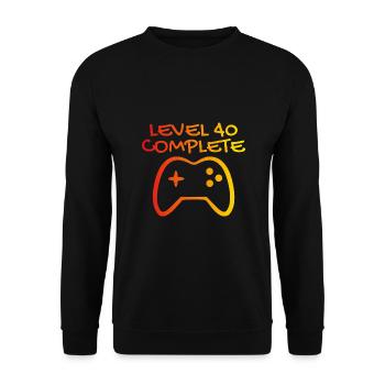 40 Geburtstag Level 40 Complete - Unisex Pullover - Schwarz - Vorne - Alina (178cm) & Michal (187cm)