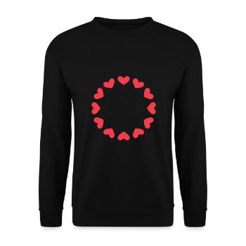 Herz Kreis - Unisex Pullover - Schwarz - Vorne - Alina (178cm) & Michal (187cm)