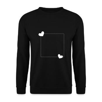 Herz Rahmen Ornament Linie Dekoration - Unisex Pullover - Schwarz - Vorne - Alina (178cm) & Michal (187cm)