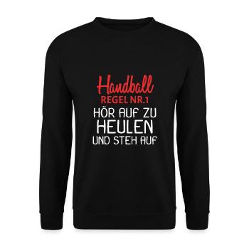 Handball Handballer Team Sport Geschenk - Unisex Pullover - Schwarz - Vorne - Alina (178cm) & Michal (187cm)