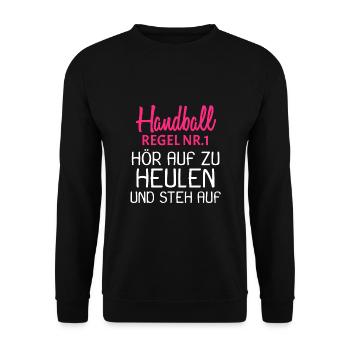 Handball Handballer Team Sport Geschenk - Unisex Pullover - Schwarz - Vorne - Alina (178cm) & Michal (187cm)