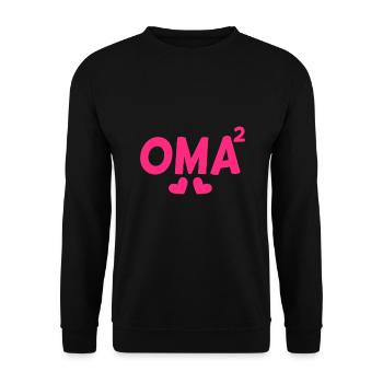 Oma hoch Zwei -Zweifache Oma - Unisex Pullover - Schwarz - Vorne - Alina (178cm) & Michal (187cm)