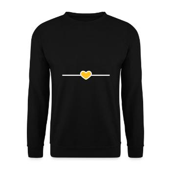 Line heart yellow heart stroke ornament - Unisex Sweatshirt - black - Front - Alina (178cm) & Michal (187cm)