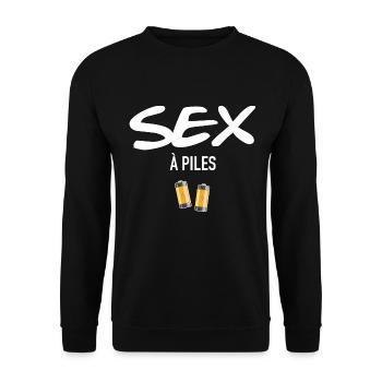 Sexe à piles. Cadeau Humour couple - Sweat-shirt Unisexe - noir - Devant - Alina (178cm) & Michal (187cm)