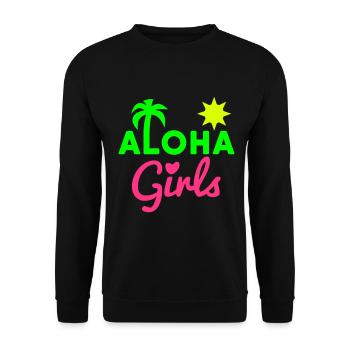 Aloha girls (palm as L, sun, heart as i-point) - Unisex Sweatshirt - black - Front - Alina (178cm) & Michal (187cm)
