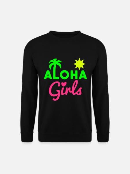 Aloha girls (Palme als L, Sonne, Herz als i-Punkt) - Unisex Pullover - Schwarz