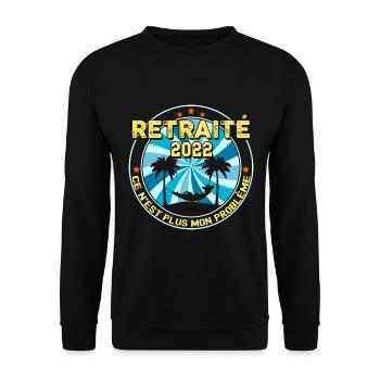 Humour Retraité 2022 Cadeau Collègue Homme - Sweat-shirt Unisexe - noir - Devant - Alina (178cm) & Michal (187cm)