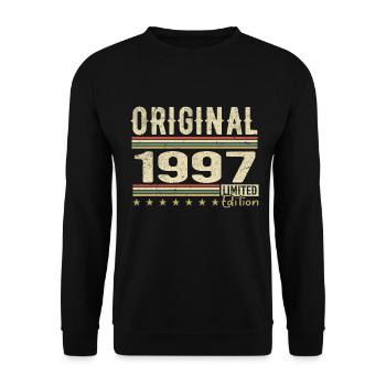 Original 1997 - Retro Geburtstagsgeschenk 1997 - Unisex Pullover - Schwarz - Vorne - Alina (178cm) & Michal (187cm)