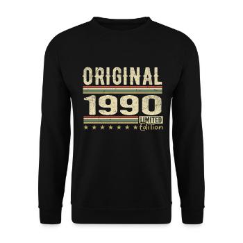 Original 1990 - 1990's Retro Birthday Gift - Unisex Sweatshirt - black - Front - Alina (178cm) & Michal (187cm)