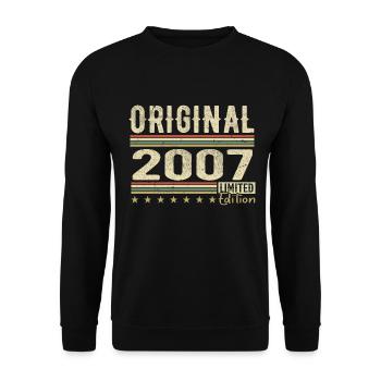 Original 2007 – Retro-Geburtstagsgeschenk 2007 - Unisex Pullover - Schwarz - Vorne - Alina (178cm) & Michal (187cm)
