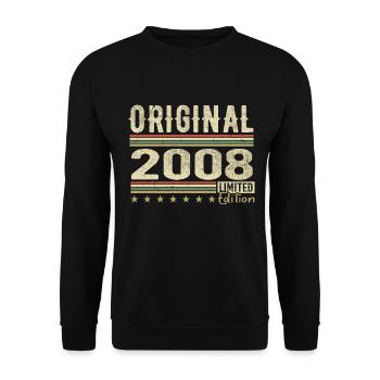 Original 2008 – Retro-Geburtstagsgeschenk 2008 - Unisex Pullover - Schwarz - Vorne - Alina (178cm) & Michal (187cm)