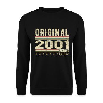 Original 2001 – Retro-Geburtstagsgeschenk 2001 - Unisex Pullover - Schwarz - Vorne - Alina (178cm) & Michal (187cm)
