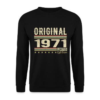 Original 1971 - Retro 1971 Birthday Gift - Unisex Sweatshirt - black - Front - Alina (178cm) & Michal (187cm)
