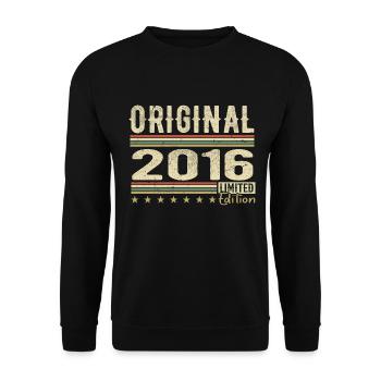 Original 2016 - Retro Geburtstagsgeschenk 2016 - Unisex Pullover - Schwarz - Vorne - Alina (178cm) & Michal (187cm)