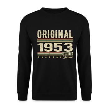 Original 1953 - Retro 1953 Geburtstagsgeschenk - Unisex Pullover - Schwarz - Vorne - Alina (178cm) & Michal (187cm)