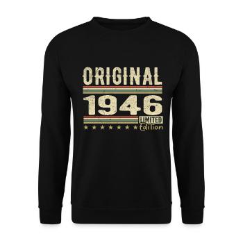 Original 1946 - Retro 1946 Geburtstagsgeschenk - Unisex Pullover - Schwarz - Vorne - Alina (178cm) & Michal (187cm)