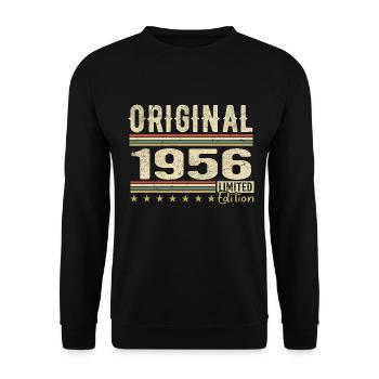 Original 1956 - Retro 1956 Geburtstagsgeschenk - Unisex Pullover - Schwarz - Vorne - Alina (178cm) & Michal (187cm)
