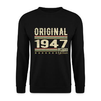 Original 1947 - Retro 1947 Birthday Gift - Unisex Sweatshirt - black - Front - Alina (178cm) & Michal (187cm)