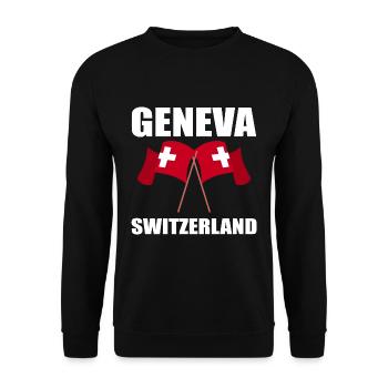 Schweiz Genf - Unisex Pullover - Schwarz - Vorne - Alina (178cm) & Michal (187cm)