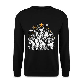 Esel Weihnachten - Unisex Pullover - Schwarz - Vorne - Alina (178cm) & Michal (187cm)