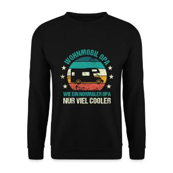 Wohnmobil Opa Camping Großvater Rentner - Unisex Pullover - Schwarz - Vorne - Alina (178cm) & Michal (187cm)