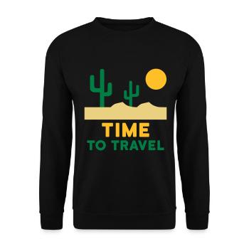 Time to travel (desert landscape, cacti, sun) - Unisex Sweatshirt - black - Front - Alina (178cm) & Michal (187cm)