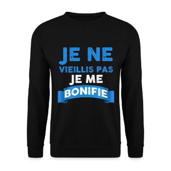 Je Ne Vieillis Pas Je Me Bonifie - Sweat-shirt Unisexe - noir - Devant - Alina (178cm) & Michal (187cm)
