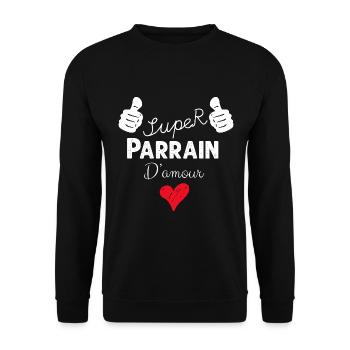 Super Parrain D'Amour Citation Famille - Sweat-shirt Unisexe - noir - Devant - Alina (178cm) & Michal (187cm)