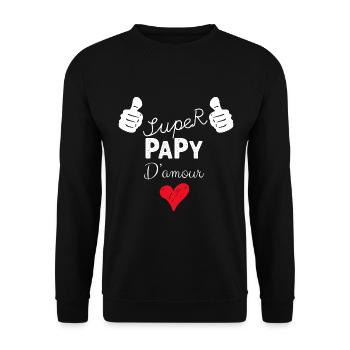 Super Papy D'Amour - Sweat-shirt Unisexe - noir - Devant - Alina (178cm) & Michal (187cm)