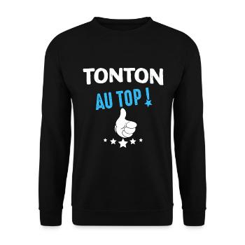 Tonton au top Idée Cadenau Anniversaire Oncle - Sweat-shirt Unisexe - noir - Devant - Alina (178cm) & Michal (187cm)