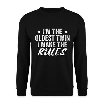 I'm The Oldest Twin Funny Twin Tees - Sweat-shirt Unisexe - noir - Devant - Alina (178cm) & Michal (187cm)