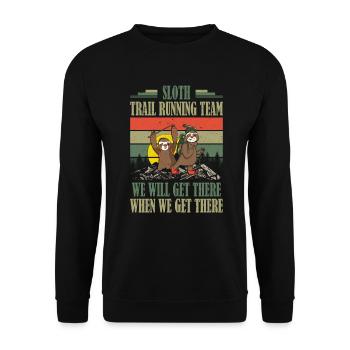 Sloth Trail RunningTeam Funny Hiking Trail Runner - Unisex Sweatshirt - black - Front - Alina (178cm) & Michal (187cm)