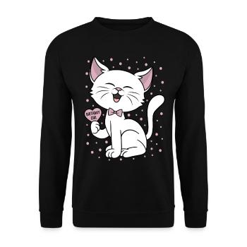 Chaton Mignon Chat Fête d’Anniversaire Confetti - Sweat-shirt Unisexe - noir - Devant - Alina (178cm) & Michal (187cm)