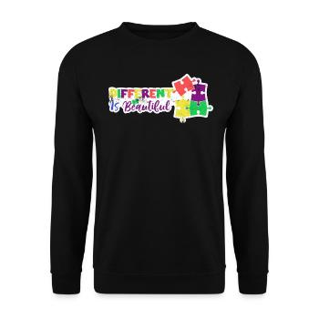 PUZZLE ADHS AUTIST ANDERS IST SCHÖN SPRUCH MOTIVE - Unisex Pullover - Schwarz - Vorne - Alina (178cm) & Michal (187cm)