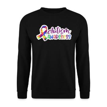 AUTISMUS BEWUSSTSEIN ADS LIEBE BEGABT SPRUCH MOTIV - Unisex Pullover - Schwarz - Vorne - Alina (178cm) & Michal (187cm)
