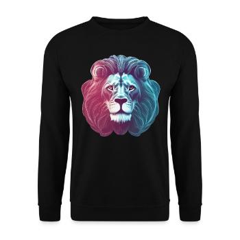 Futuristic Colored Neon Lion Lion's Head - Unisex Sweatshirt - black - Front - Alina (178cm) & Michal (187cm)